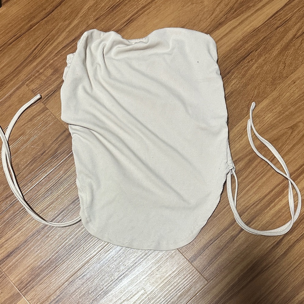 Beige Drawstring Top